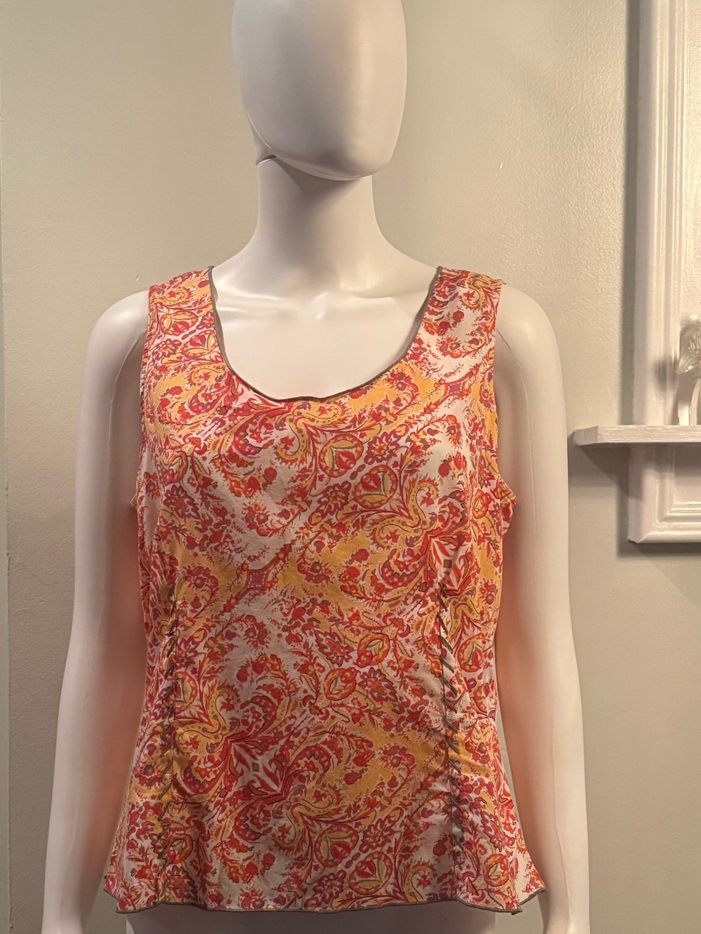 J. Jill Paisley Scoop-Neck Tank in Yellow and Red